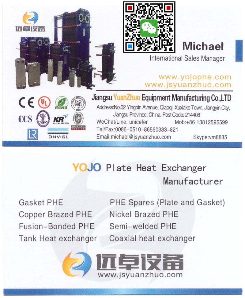 Yojo B150b Gasket Plate Heat Exchanger HVAC Marine Heat Exchanger Gasket Plate