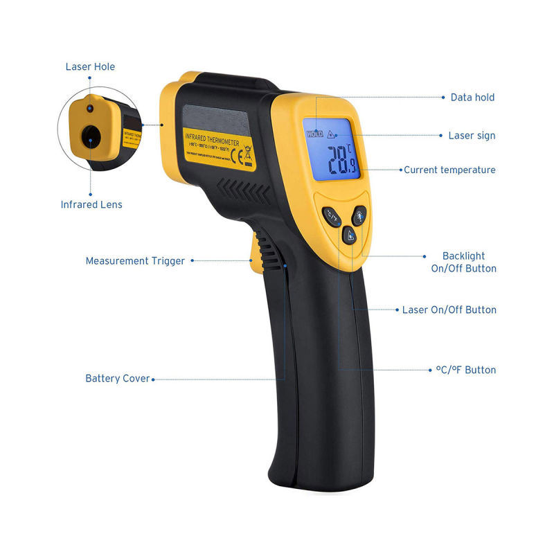 New High Quality Industrial Laser Digital Infrared Thermometer Price Low Gun