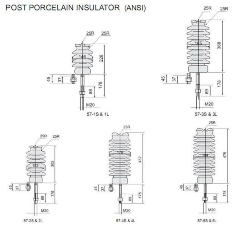 ANSI 57 Series Porcelain / Ceramic Insulator for High Voltage Transmission Line