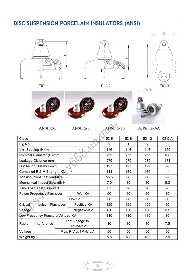 Porcelain Insulator 52-3 Disc Suspension, Ceramic Insulator