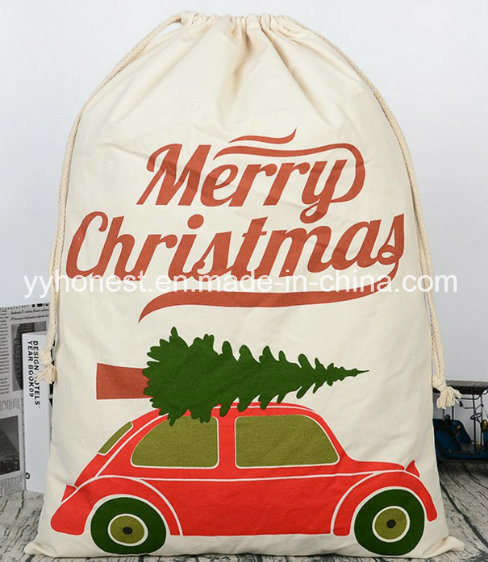 Santa Creative Canvas Cotton Drawstring Cotton Christmas Bag