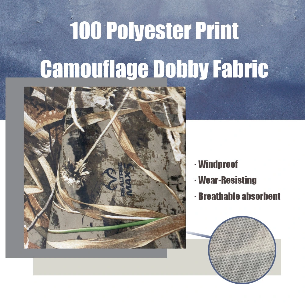 Keep Warm Antistatic Garment Hunting Suit Lining Outdoor Fabric 100 Polyester Print Camouflage Dobby Fabric