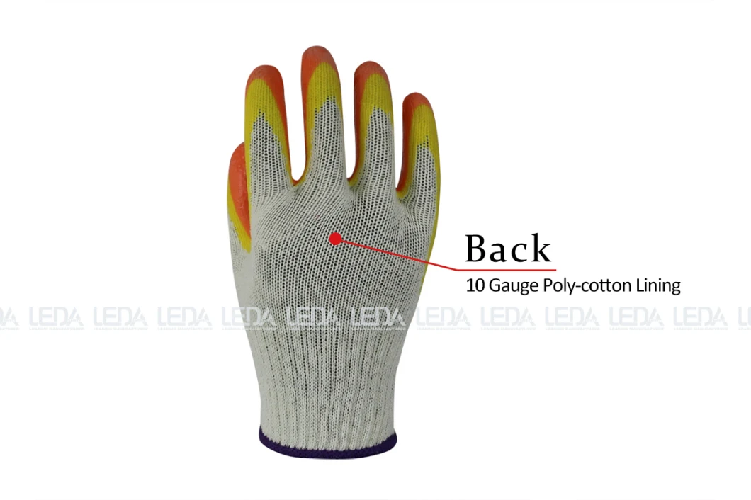 Abrasion Puncture Chemical Resistance Cotton Lining Yellow Smooth Latex Palm Coated Gloves