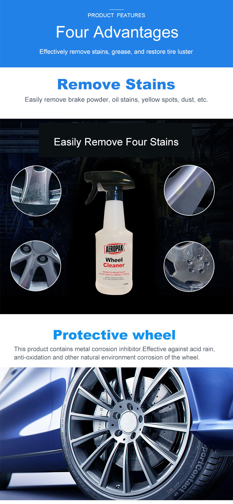 Rim Cleaner Iron Remover Wheel Cleaner Tire Cleaner Spray