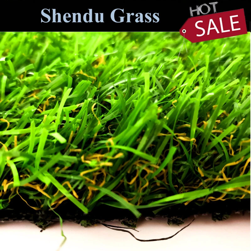 35mm Straight Fiber+Curl Fiber Green+Brown Artificial Synthetic Turf Grass