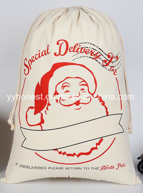 Santa Creative Canvas Cotton Drawstring Cotton Christmas Bag