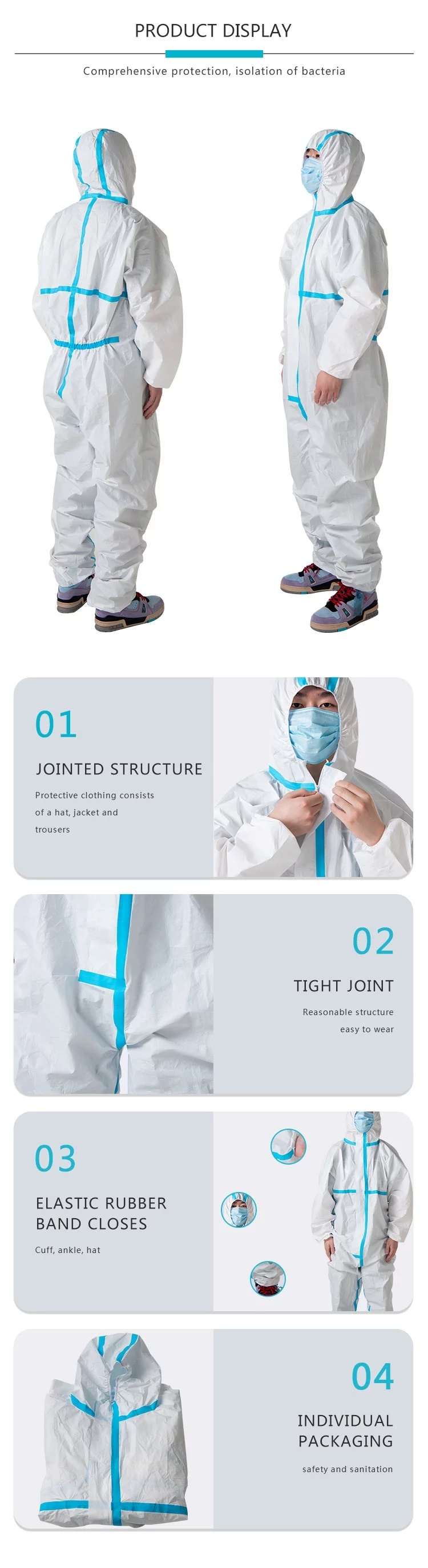 Biodegradable Breathable Antistatic 100% PP SMS Hospital Protective Clothes Nonwoven