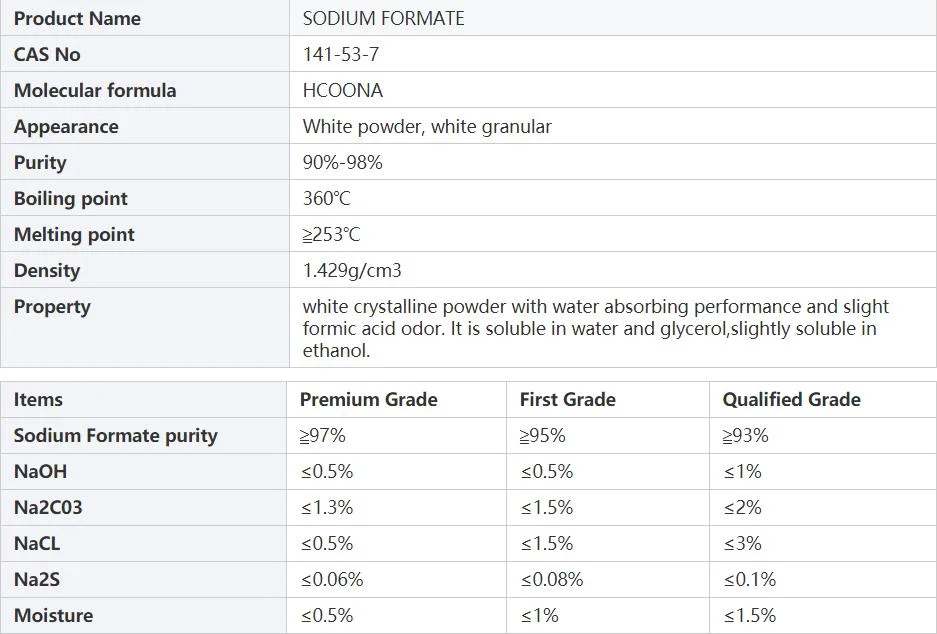 98% Water Treatment Catalyst, Printing and Dyeing Auxiliary, Sodium Formate