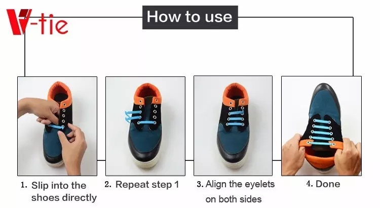Elastic Silicone V Tie Shoelaces No Tie Silicone Laces for Shoes