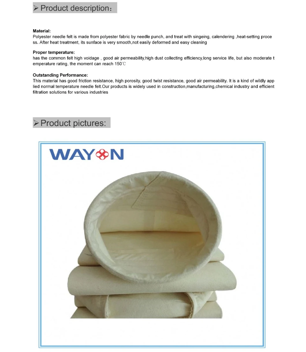 Dust Collect Polyester Antistatic Nonwoven Fabric Filter Bag