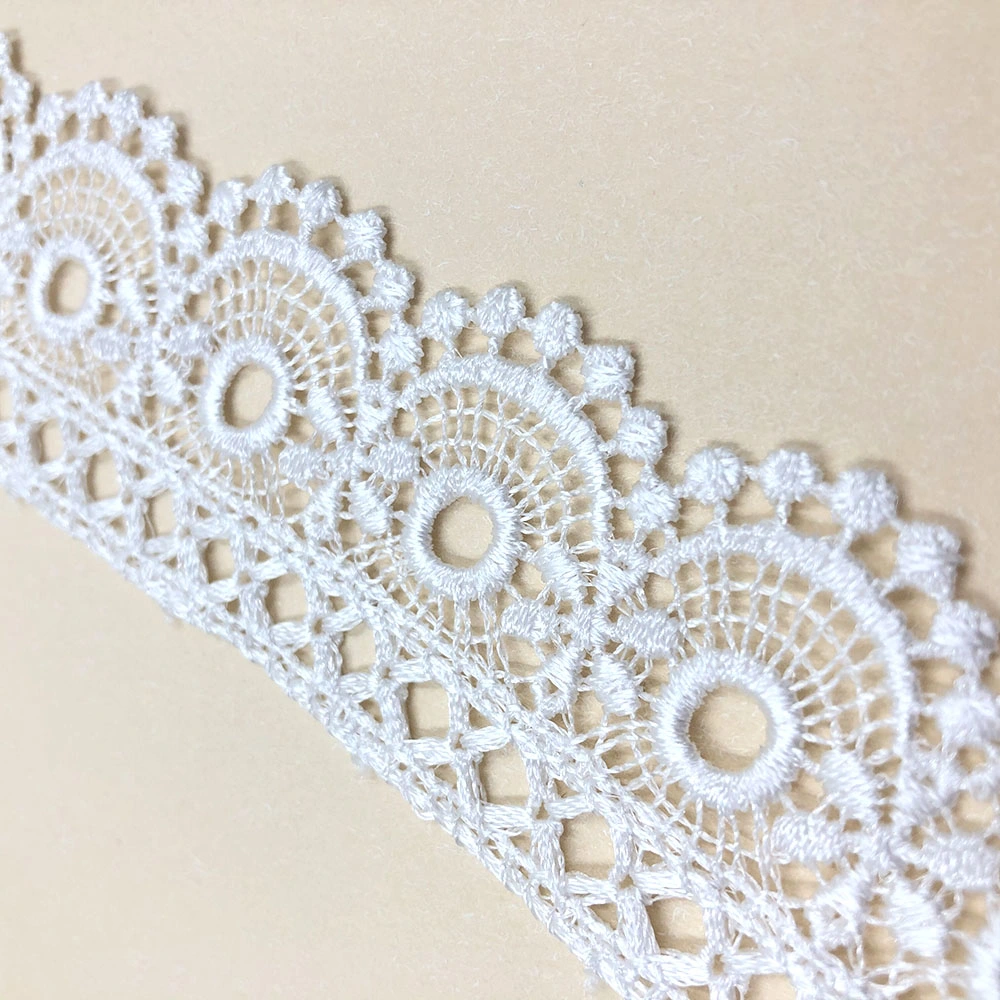 African French Embroidery Lace Fabric White Chemical Guipure Embroidered Lace