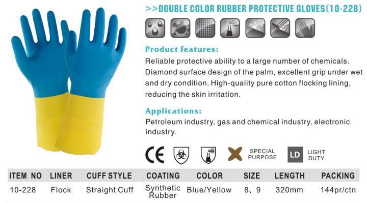 Synthestic Rubber Diamond Texture Chemical Resistant Cotton Liner Work Gloves
