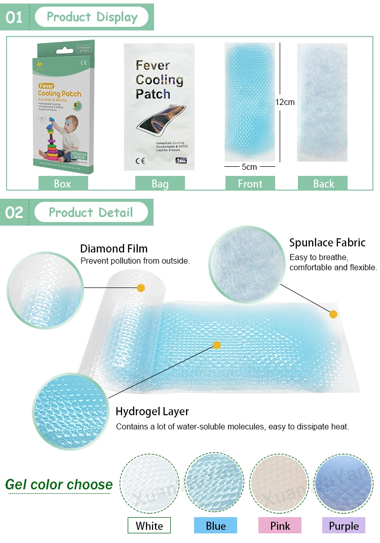 Medical Adhesive Spunlace Fabric Hydrophilic Fever Cooling Patch for Kids