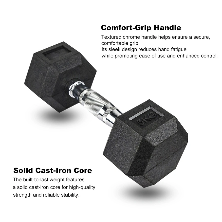 Fitness Gym Equipment Rubber Weights Hex Dumbbell Set