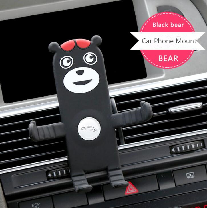 Cartoon Design Car Phone Holder with Three-Side Grips and Adjustable Function