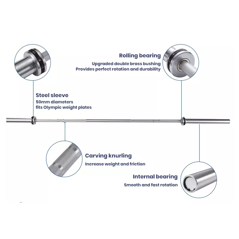 Gym Chrome Coating Stainless Steel Weightlifting Olympic Barbell
