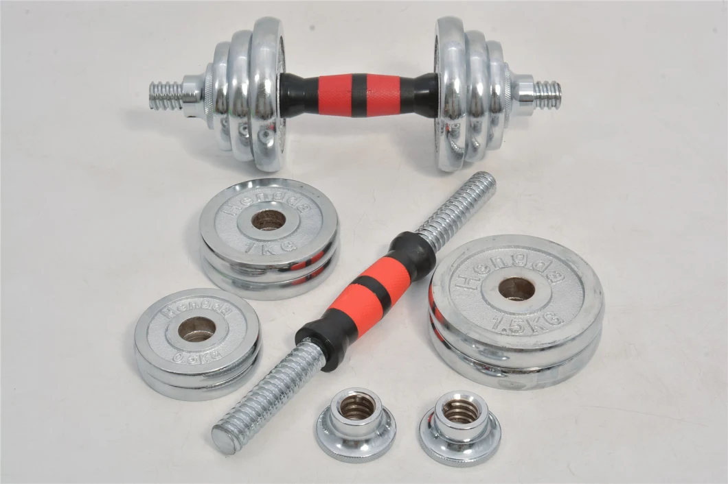 15kg Adjustable Chrome Dumbbell Set with Connecting Rod for Home Gym Fitness Equipment