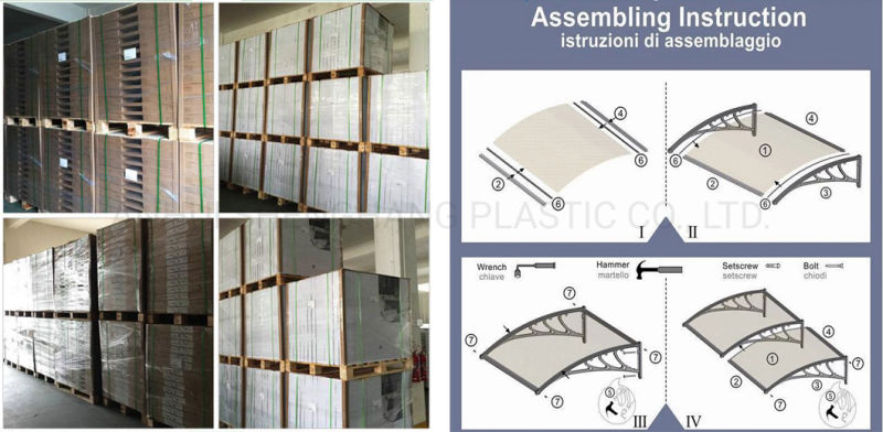 40 X 47 Inches Polycarbonate Outdoor Awnings Window or Door Canopy