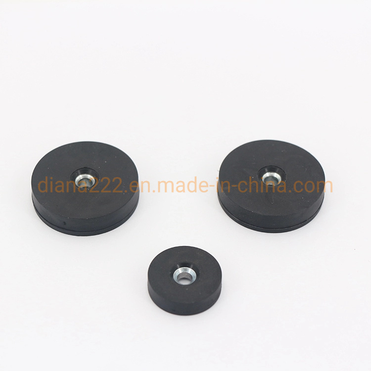 Flat Neodymium Rubber Coated Pot Magnet NdFeB Rubberized Magnets Countersunk Hole