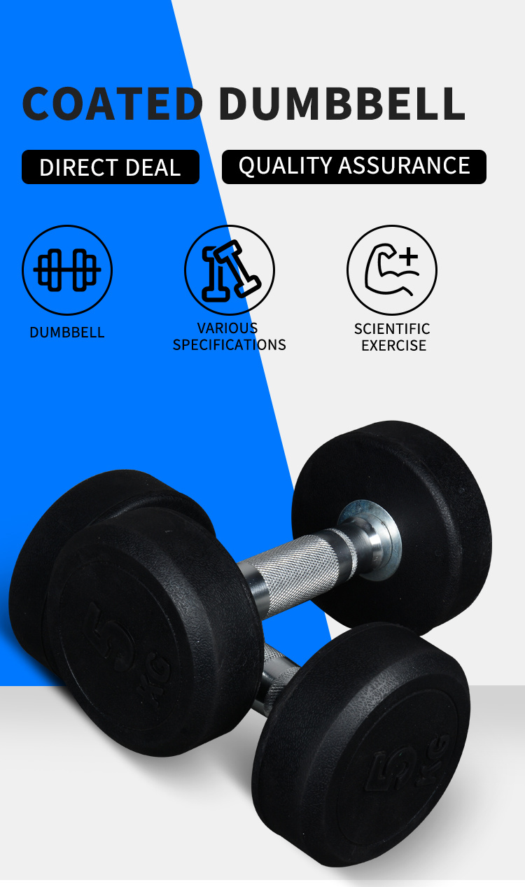 Equipment Free Weight Black Rubber Weight Dumbbell /Rubber Dumbbell