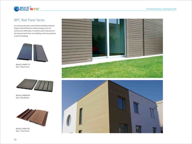 173X20mm WPC Wood Plastic Composite Wall Cladding with CE