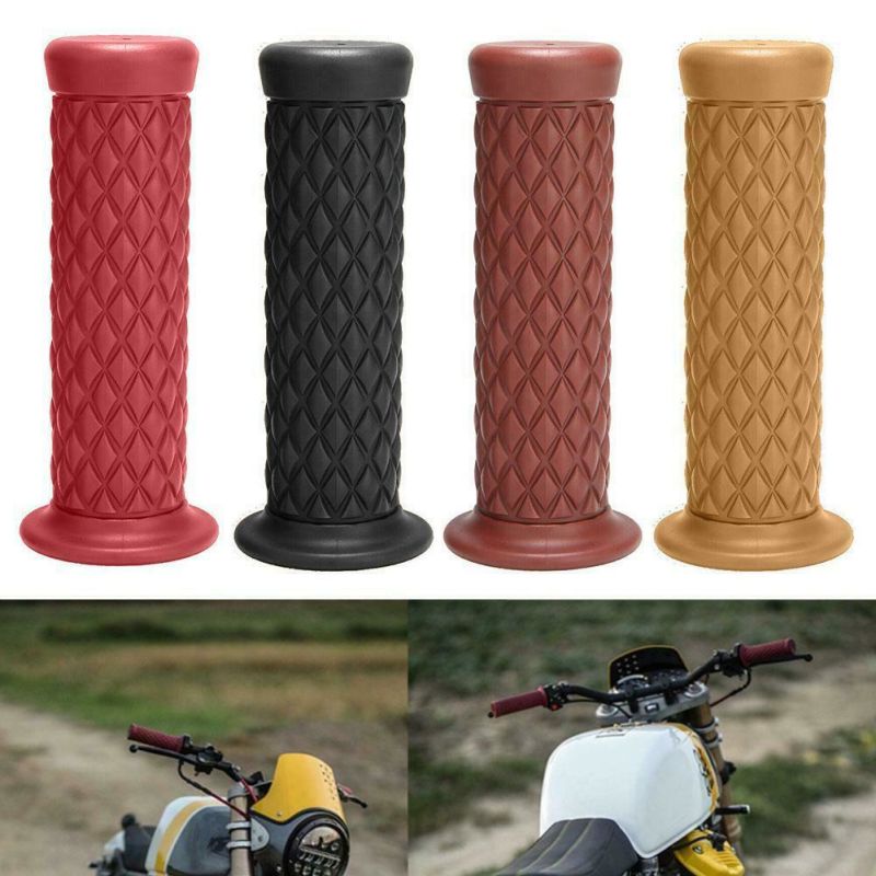 Motorcycle Vintage Rubber Handlebar Grip for Bobber Cafe Racer Sport Bike