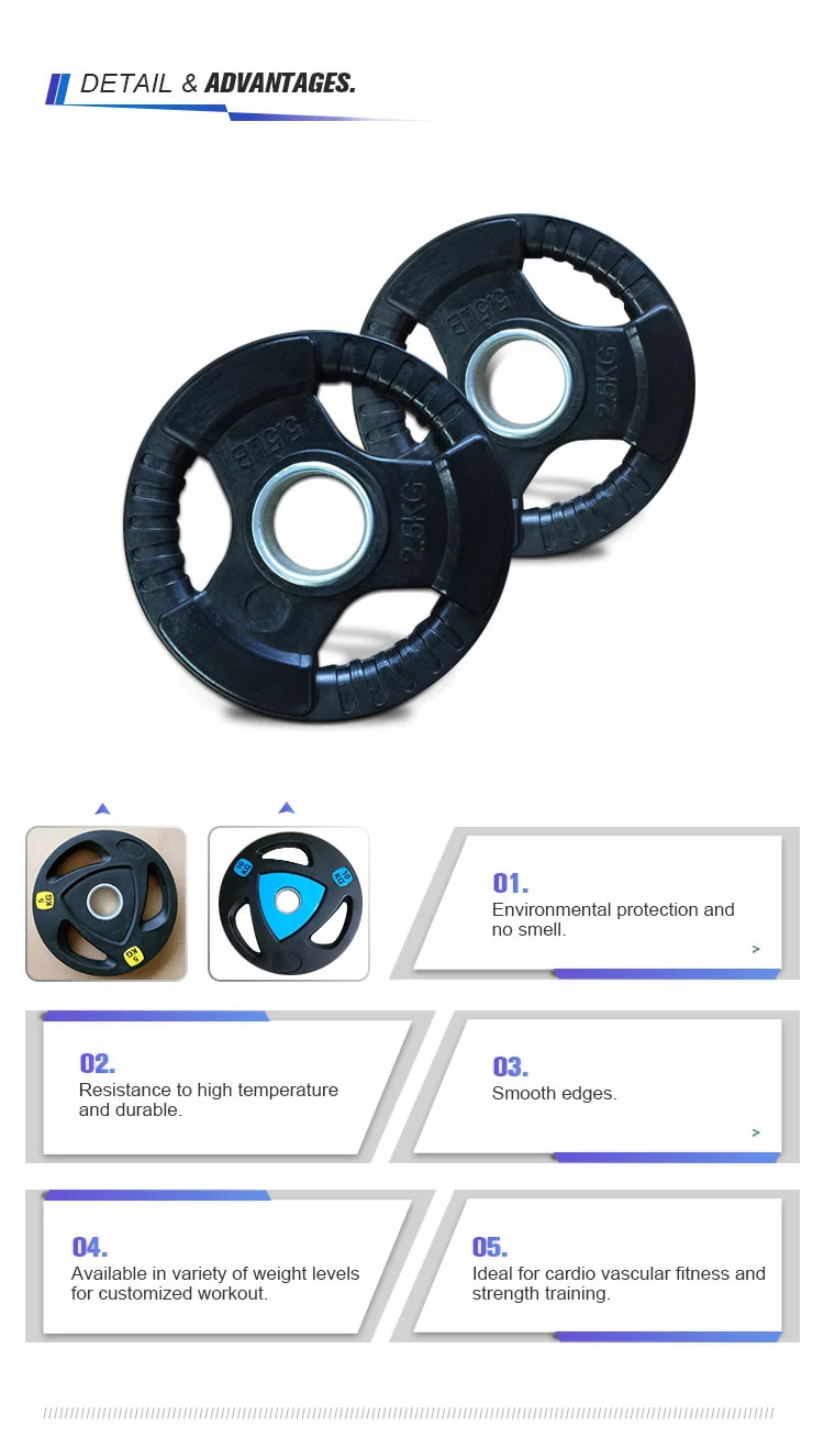 Rubber Coated Weight Lifting Plates with Three Holes