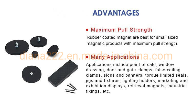 Flat Neodymium Rubber Coated Pot Magnet NdFeB Rubberized Magnets Countersunk Hole