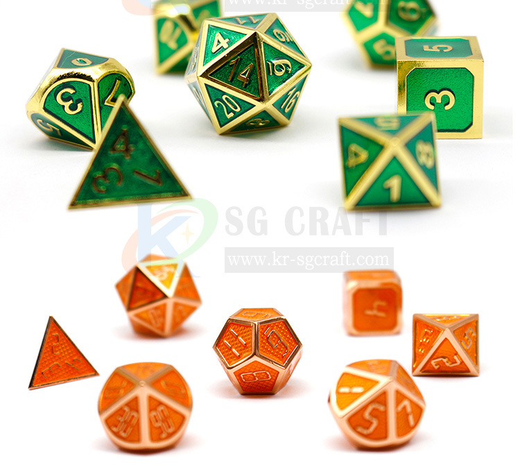 Hot Sale Enamel Tray 7PCS Towermetal Dice Set Enamel Game Dice