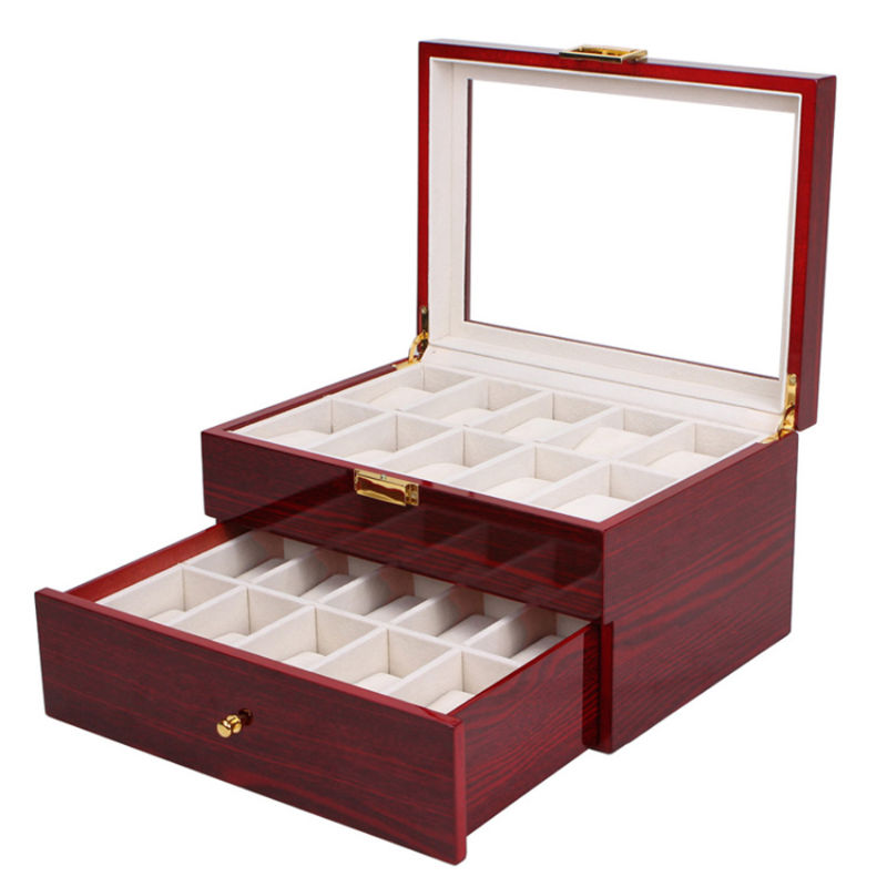 Wooden Watch Box Wooden Display Case Red Brilliant Varnish