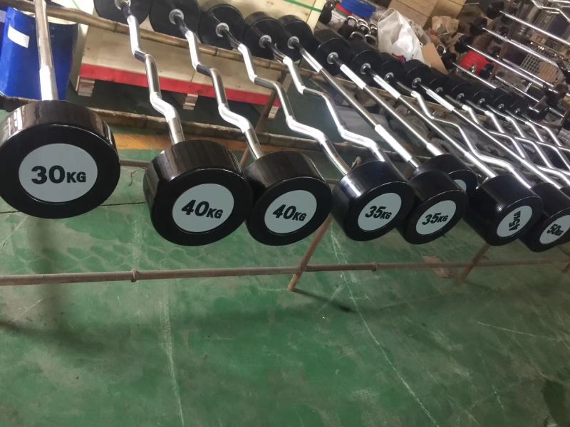 Gym Equipment PU Fixed Straight Barbell Osf-028A