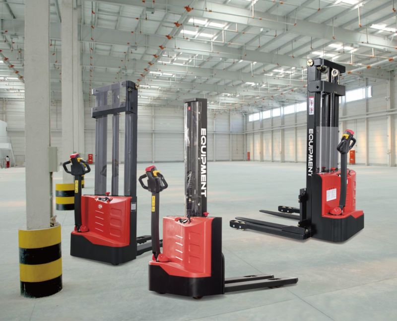 High Quality Battery Charger Inclusive 1500kg Wide Legs Electric Straddle Stacker with Adjustable Forks