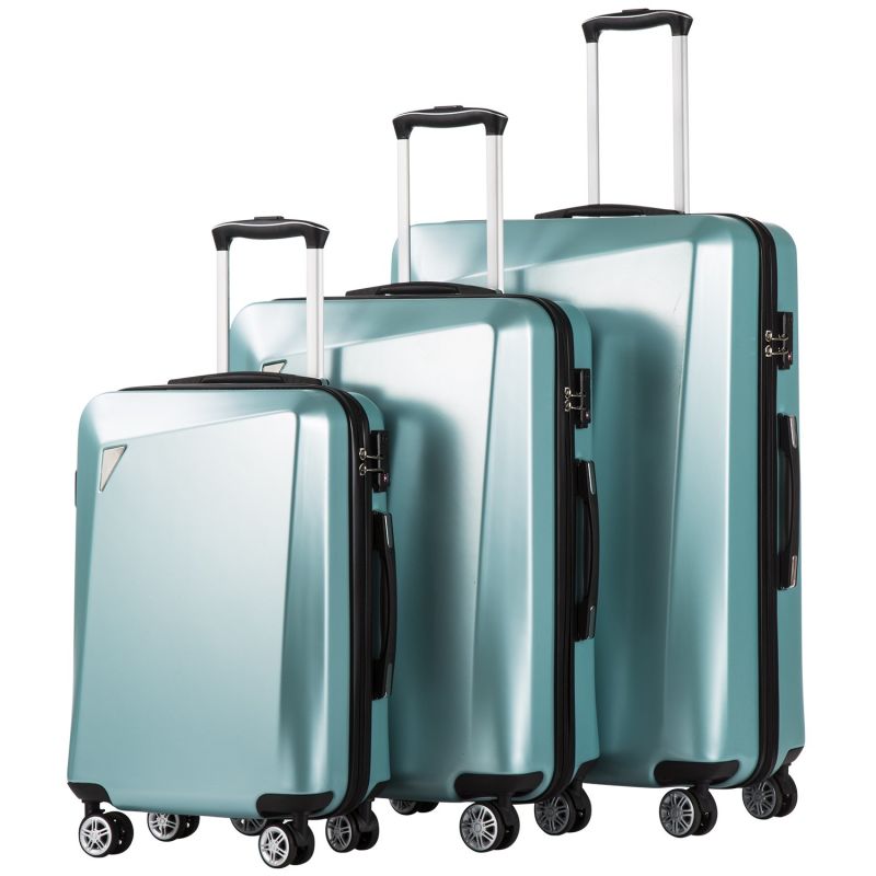 Push-Button Locking Luggage 3 Piece Sets PC+ABS Spinner Suitcase with Adjustable Telescoping