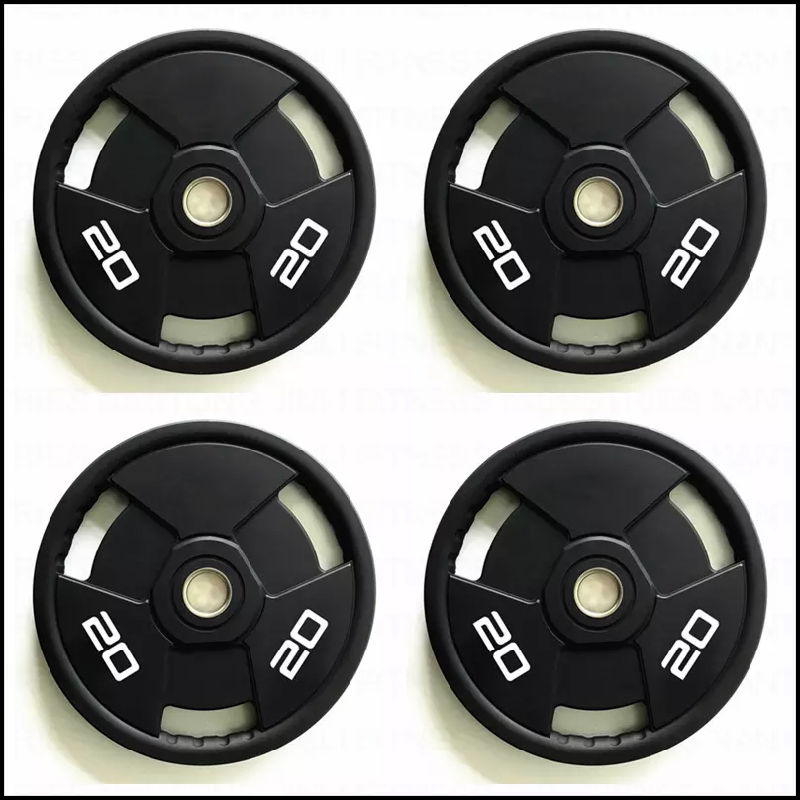 Rubber Coated Weight Lifting Plates with Three Holes