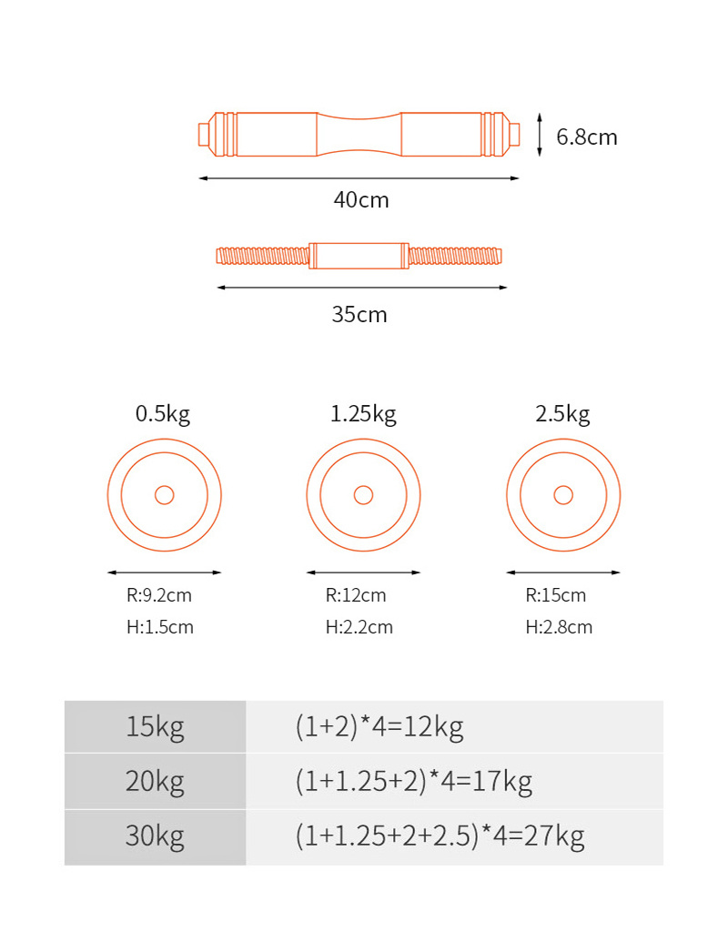 Dumbbell Adjustable Adjustable Dumbbells 40kg Weight Lifting Dumbbell