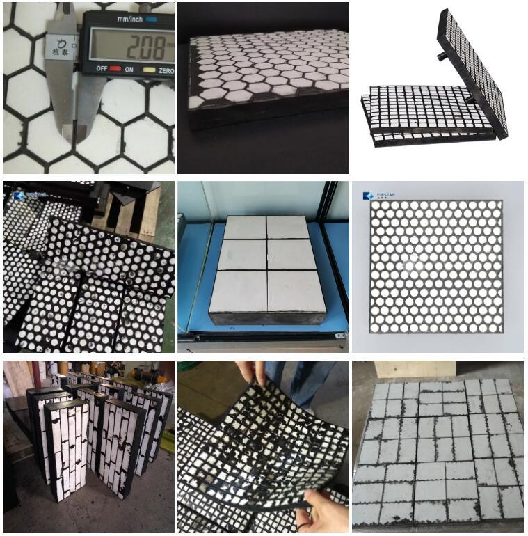 Wear Abrasion Resistant Rubber Backed Ceramic Hex Tile Mats