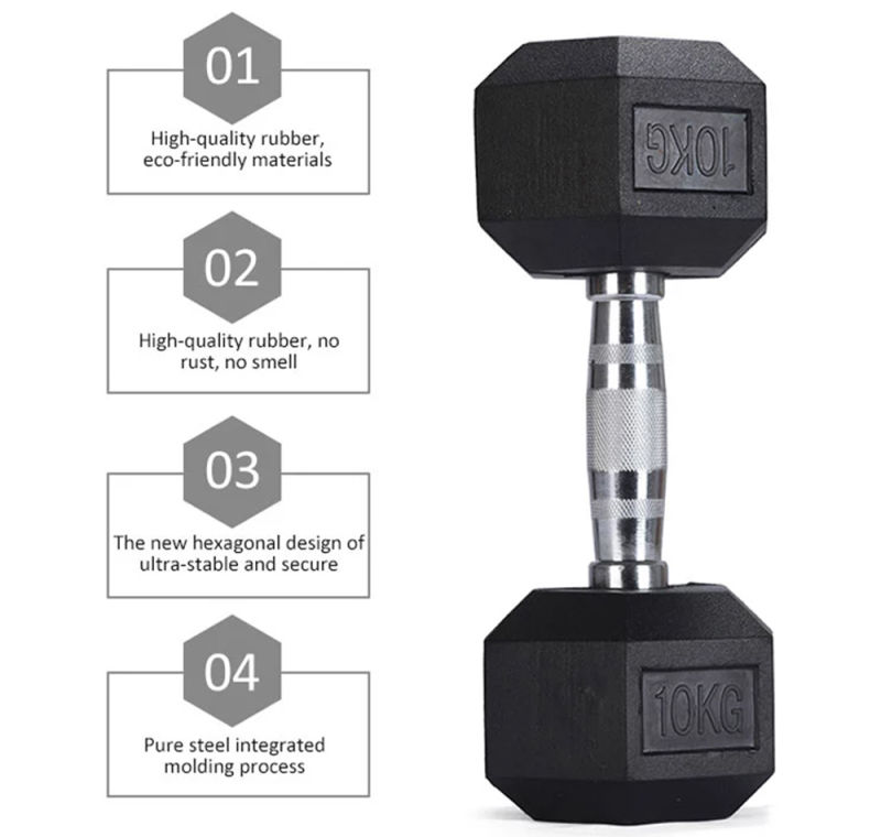 Rubber Encased Hexagon Dumbbells for Cross Fitness