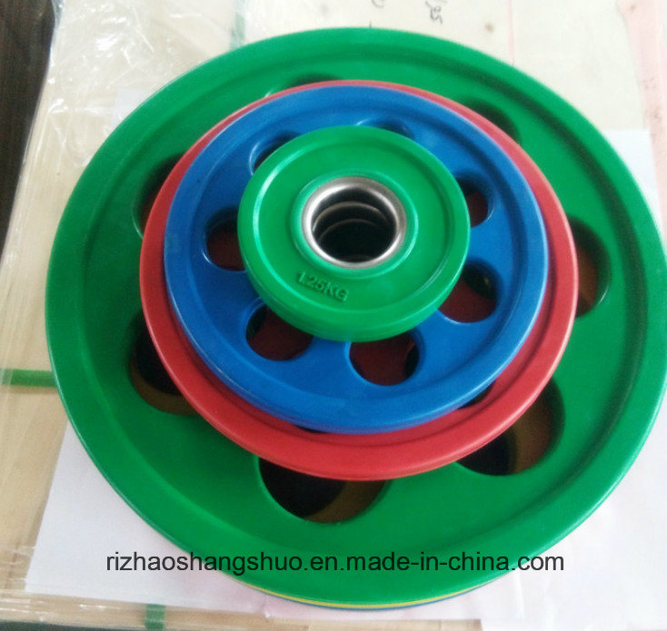 Seven Holes Weight Lifting Colored Rubber Coated Weight Plate