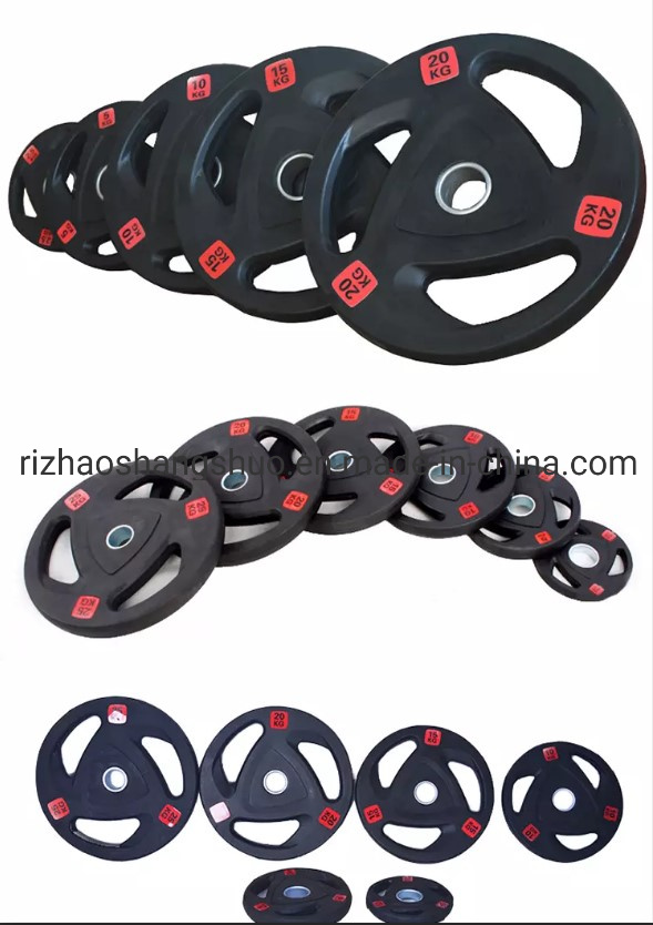 Three Handles Tri Grip Three Holes Black Rubber Weight Plate