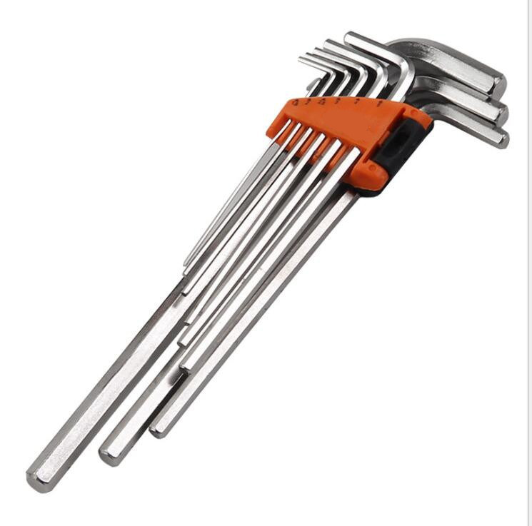 9PCS CRV Chrome Plated Plastic Holder Hex Wrench Set