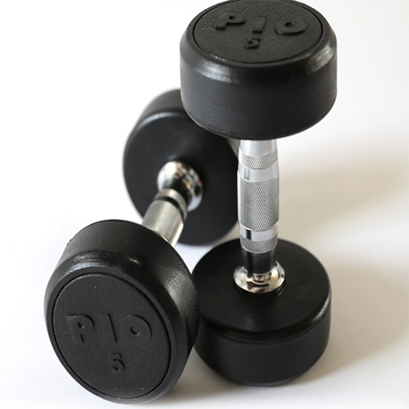 Fitness Gym Basic Equipment Nature Rubber Coated Dumbbell