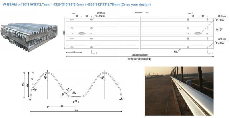 Quality Highway Metal Crash Barriers Guardrail for South Korea