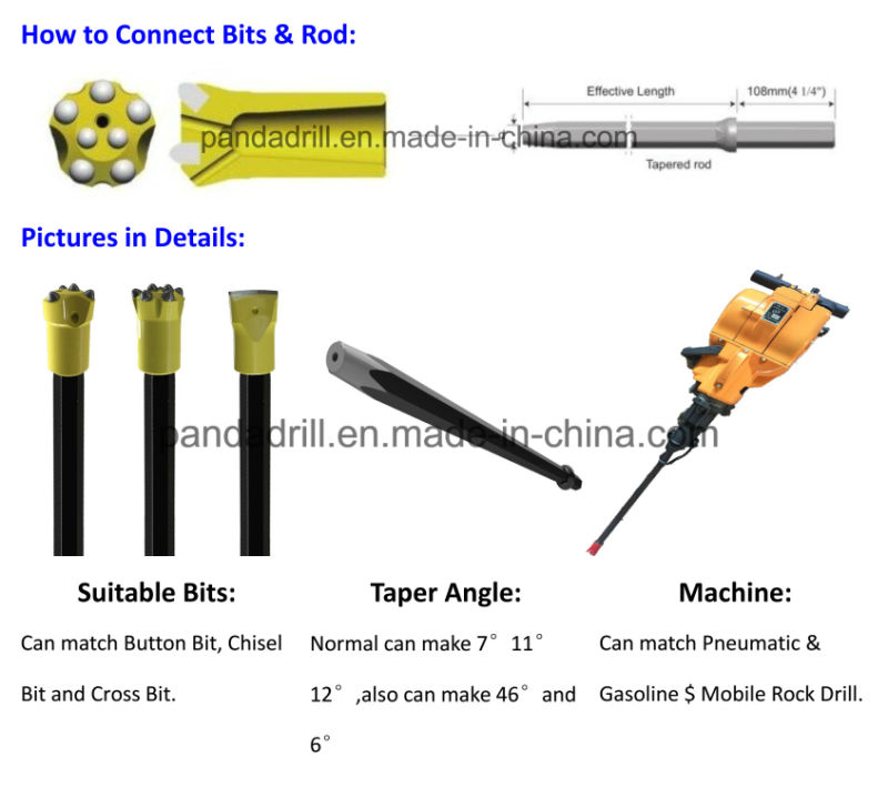 H22 Tapered Drill Rod for Hexagonal Drill Rod