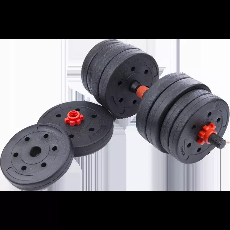 Fitness Gym Equipment 15kg 20kg 30kg Black Adjustable Cement Dumbbell Barbell Set