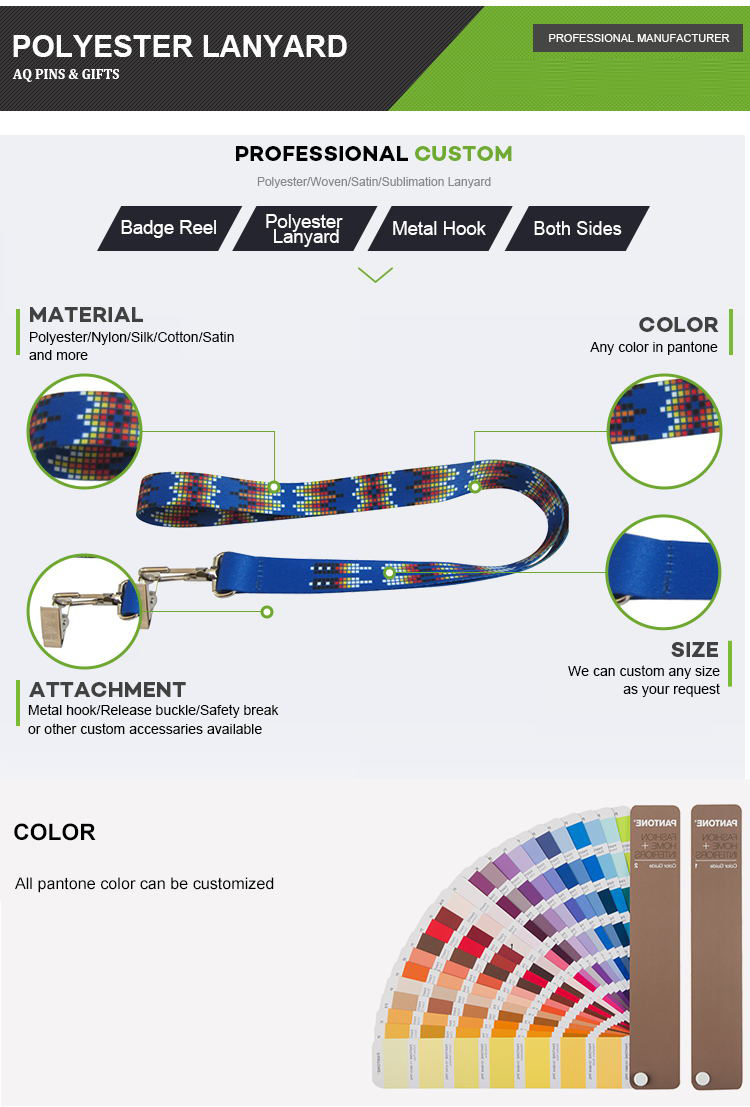 High Quality Promotion Flat Polyester Neck Lanyards NFL Olympic Premium