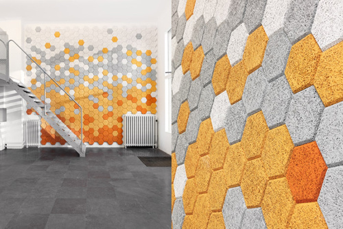 Hexagon Shape Wall Decoration Wood Wool Panel for Bar