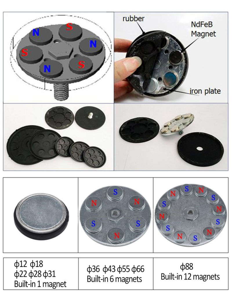 Rubber Coated Round Magnets Rubber Coated Mounting Magnets