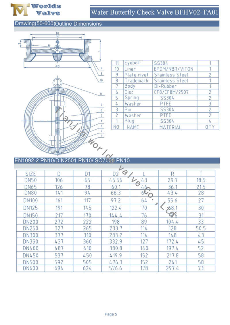 Rubber Coated Dual Door Butterfly Check Valves