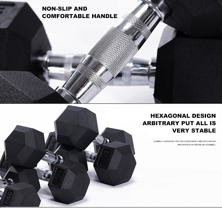 Basic Gym Rubber Encased Hex Weights Dumbbell