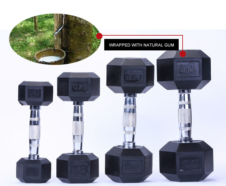 Good Price Chrome Full Hexagon Dimbells Hexa Rubber Coated Dumbbells